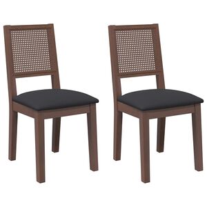 vidaXL Chaises &agrave; manger coussins 2 pcs marron bois massif caoutchouc