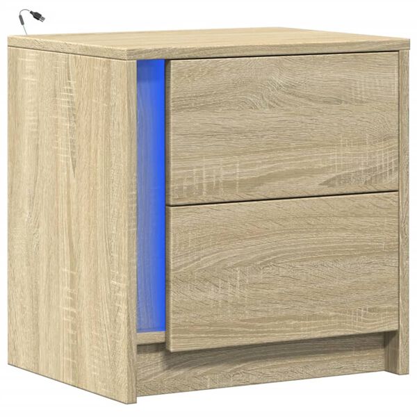 vidaXL Armoire de chevet avec lumières LED chêne sonoma
