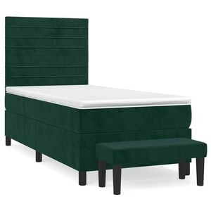 vidaXL Sommier &agrave; lattes de lit et matelas Vert fonc&eacute; 80x200 cm Velours