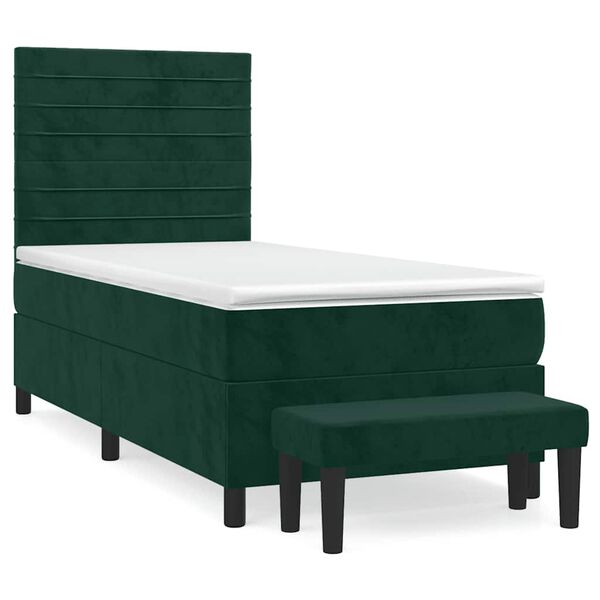 vidaXL Sommier &agrave; lattes de lit et matelas Vert fonc&eacute; 80x200 cm Velours
