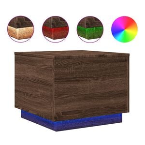 vidaXL Table basse avec lumi&egrave;res LED ch&ecirc;ne marron 50x50x40 cm
