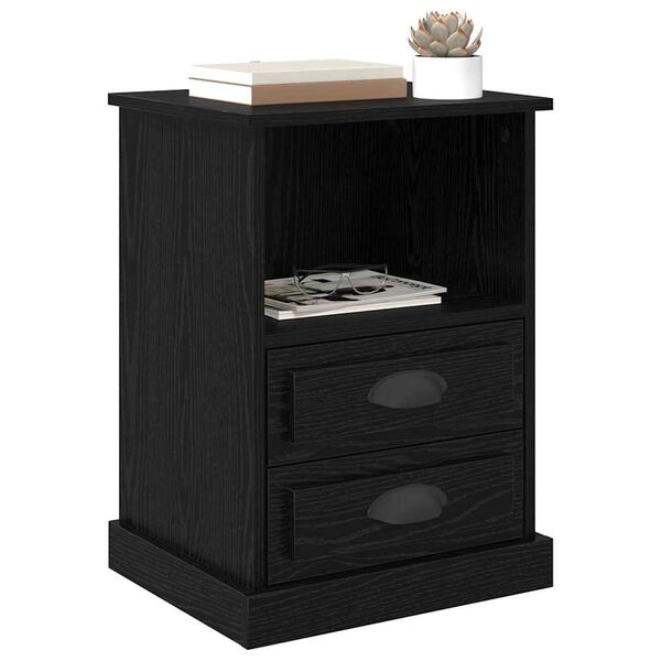 vidaXL Cabinet de chevet avec tiroir 2 pcs Ch&ecirc;ne noir 36 x 43 x 60 cm