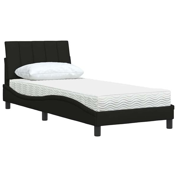 vidaXL Lit avec matelas Hanko noir 90x190 cm tissu
