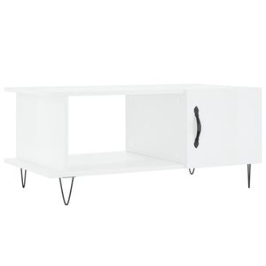 vidaXL Table basse Blanc brillant 90x50x40 cm Bois d'ing&eacute;nierie