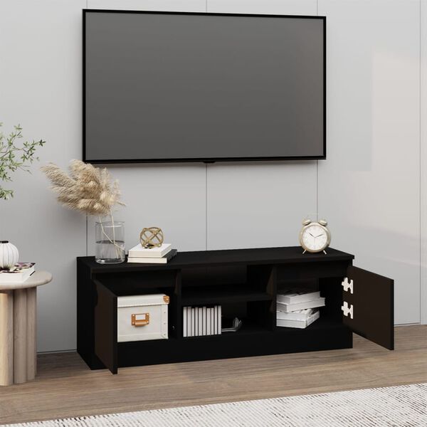 vidaXL Meuble TV avec porte Noir 102x30x36 cm