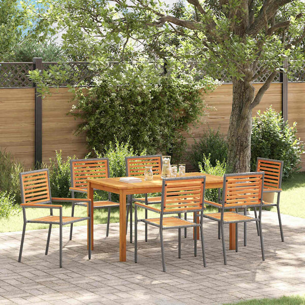 vidaXL Ensemble de salle &agrave; manger pour jardin 7 pcs Gris