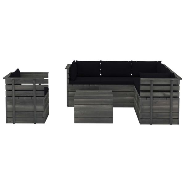 vidaXL Salon palette de jardin 7 pcs avec coussins Bois de pin massif