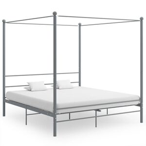 vidaXL Cadre de lit à baldaquin sans matelas gris métal 180x200 cm