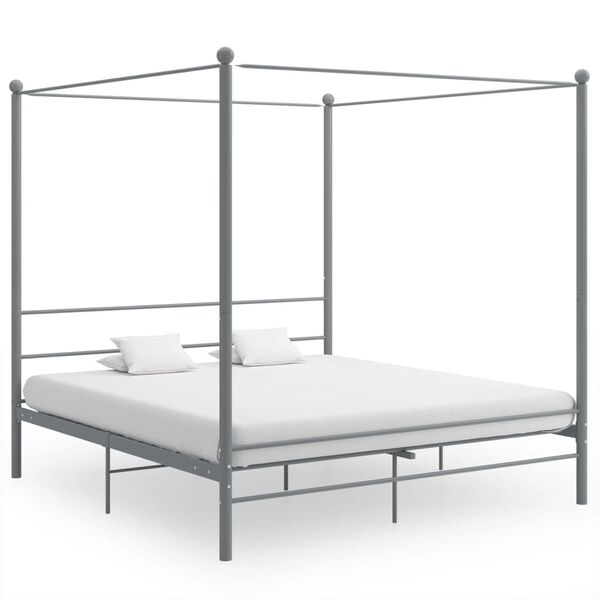vidaXL Cadre de lit à baldaquin sans matelas gris métal 180x200 cm