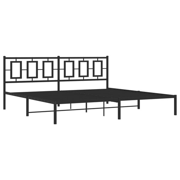 vidaXL Cadre de lit m&eacute;tal sans matelas avec t&ecirc;te de lit noir 200x200cm