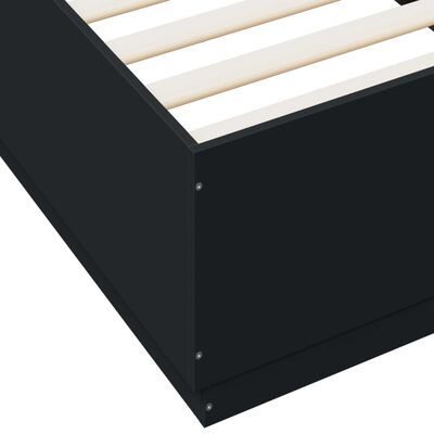 vidaXL Cadre de lit avec lumières LED noir 90x200 cm bois d'ingénierie