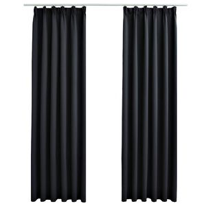 vidaXL Rideaux occultants avec crochets 2 pcs Noir 140x175 cm