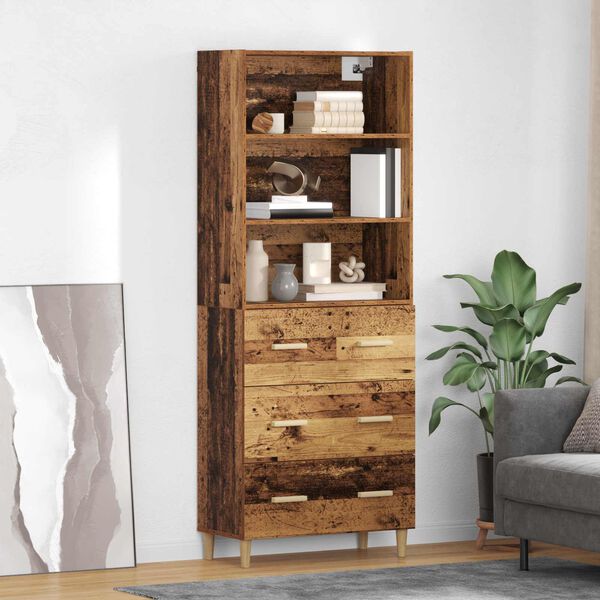 vidaXL Haut Armoire Bois Ancien 69,5 x 32,5 x 180 cm Bois d'ing&eacute;nierie