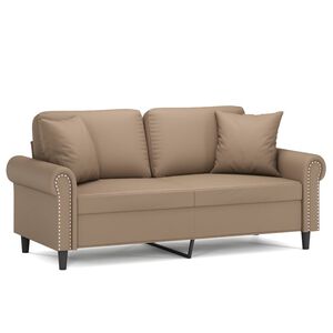 vidaXL Canap&eacute; 2 places avec oreillers cappuccino 120 cm similicuir