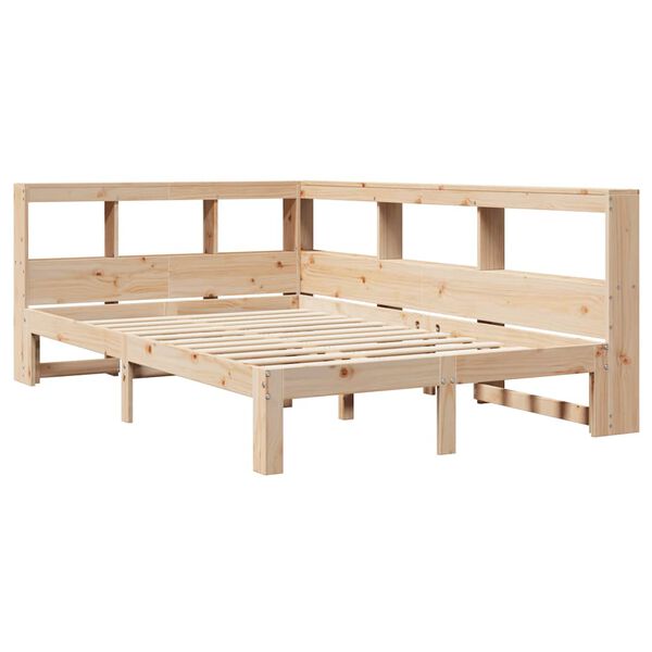 vidaXL Lit bibliothèque sans matelas 135x190 cm bois de pin massif