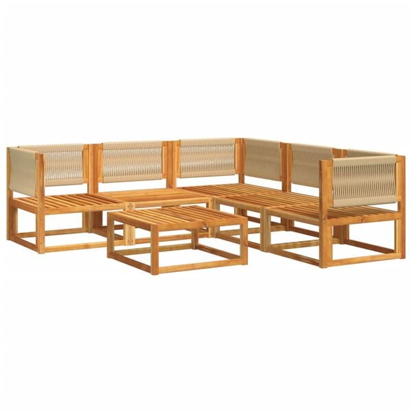 vidaXL Ensemble de canap&eacute;s de jardin 6 pi&egrave;ces avec coussins en bois d'acacia et corde