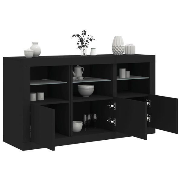 vidaXL Buffet avec lumières LED noir 123x37x67 cm