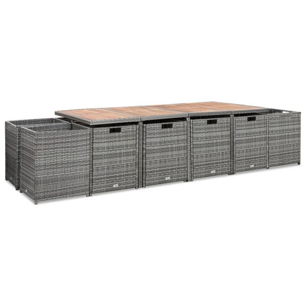 vidaXL Mobilier à dîner extérieur 13pcs coussins Poly rotin Anthracite