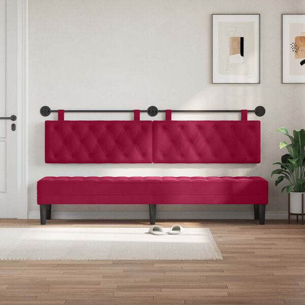 vidaXL T&ecirc;te de lit suspendue Bordeaux 210 x 55 x 7 cm Velours