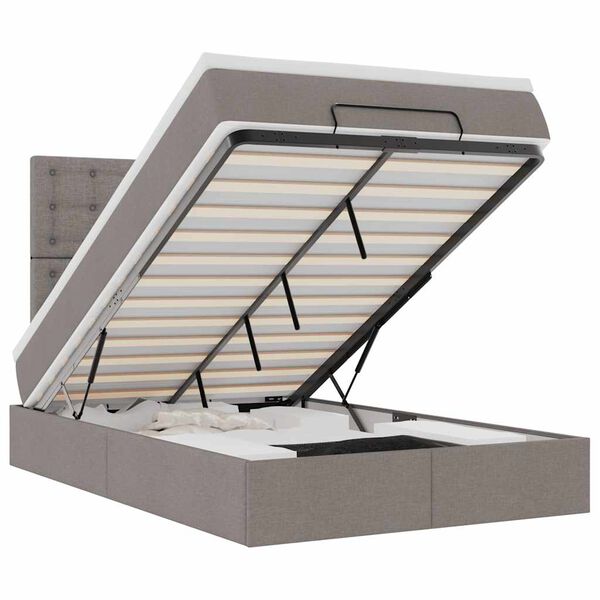 VidaXL Cadre de lit ottoman avec matelas taupe 120x190 cm tissu