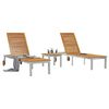 vidaXL Chaises longues 2pcs avec table 3 pcs Marron Acacia massif