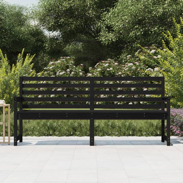 vidaXL Banc de jardin noir 203,5x48x91,5 cm bois massif de pin