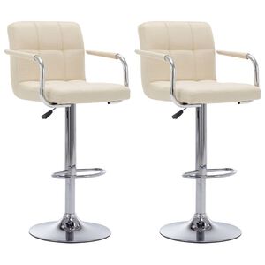 vidaXL Chaises de bar lot de 2 cr&egrave;me tissu