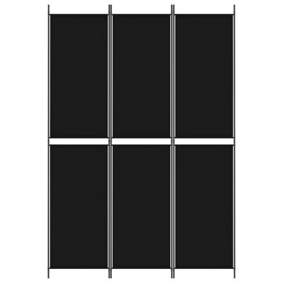 vidaXL Cloison de séparation 3 panneaux Noir 150x220 cm Tissu