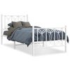 vidaXL Cadre de lit m&eacute;tal sans matelas avec pied de lit blanc 75x190cm