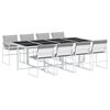 vidaXL Ensemble &agrave; manger de jardin avec coussins 9 pcs blanc textil&egrave;ne