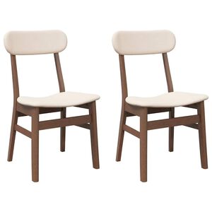 vidaXL Chaises &agrave; manger coussins 2 pcs marron bois massif caoutchouc