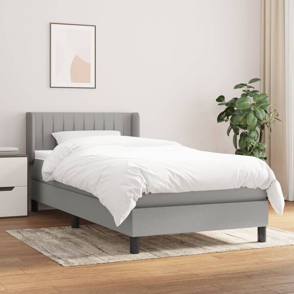 vidaXL Sommier &agrave; lattes de lit avec matelas Gris clair 100x200cm Tissu