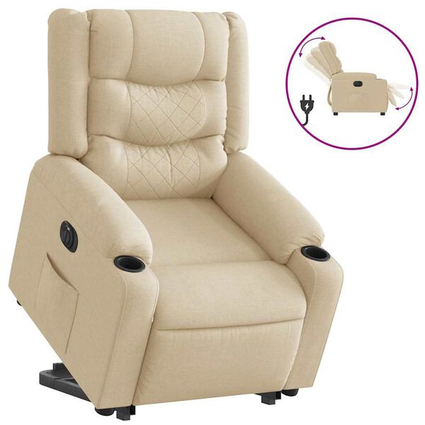 vidaXL Fauteuil inclinable &eacute;lectrique cr&egrave;me tissu