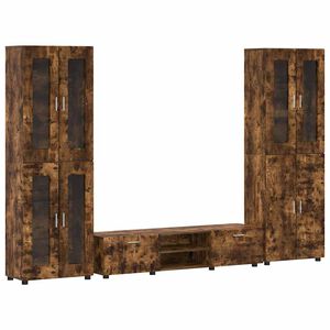 vidaXL Ensemble meuble TV FLORIN 3 pcs Ch&ecirc;ne fum&eacute; Bois d'ing&eacute;nierie