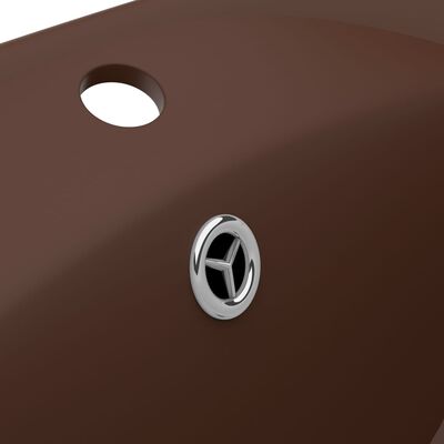 vidaXL Lavabo ovale à trop-plein Marron foncé mat 58,5x39 cm Céramique