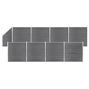 vidaXL Ensemble de cl&ocirc;ture WPC 8 Carr&eacute; + 1 Inclin&eacute; 1484x186 cm Gris