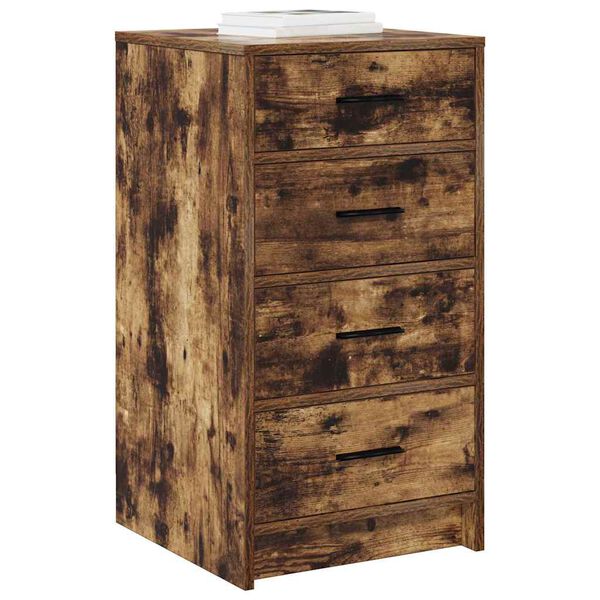 vidaXL Buffet avec tiroir Ch&ecirc;ne fum&eacute; 40 x 41 x 75 cm Bois d'ing&eacute;nierie