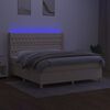 vidaXL Sommier &agrave; lattes de lit matelas et LED Cr&egrave;me 180x200 cm Tissu