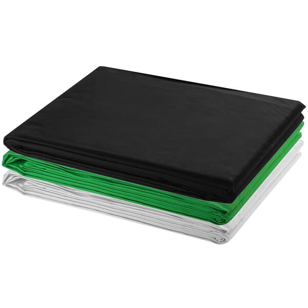 vidaXL Kit de studio photo et 3 toiles de fond réglables Coton 3x5 m