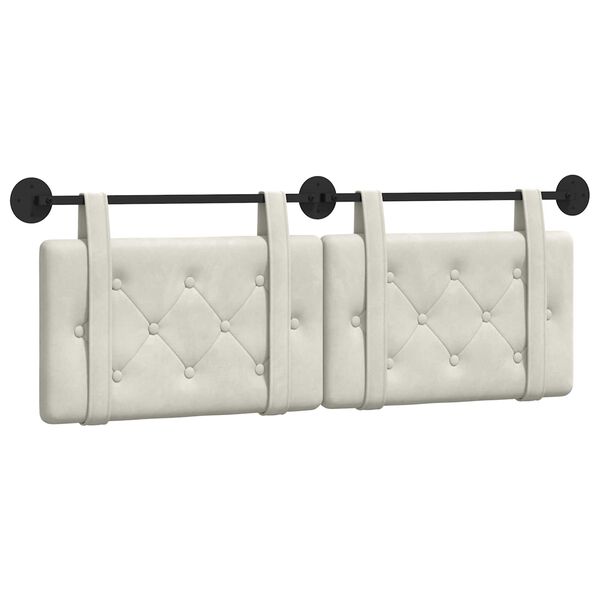 vidaXL T&ecirc;te de lit suspendue Cr&egrave;me 130 x 55 x 5 cm Velours