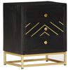 vidaXL Table de chevet Noir et dor&eacute; 40x30x50cm Bois de manguier massif