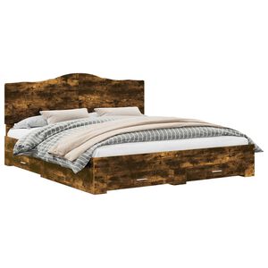 vidaXL Cadre de lit Ch&ecirc;ne fum&eacute; 200 x 200 cm Bois d'ing&eacute;nierie