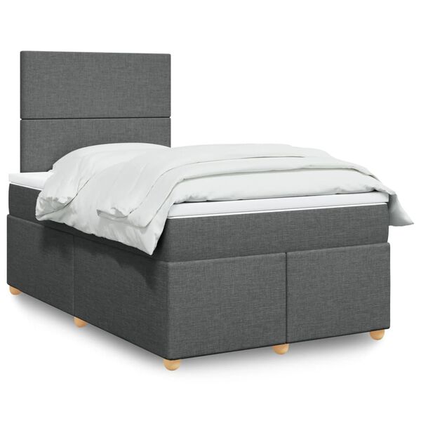 vidaXL Sommier &agrave; lattes de lit avec matelas Gris fonc&eacute; 120x200cm Tissu