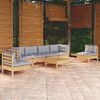 vidaXL Salon de jardin 7 pcs avec coussins gris bois de pin massif