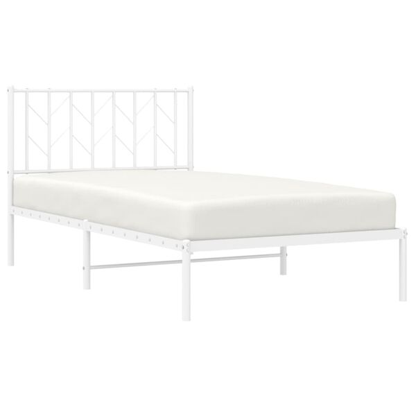 vidaXL Cadre de lit métal sans matelas et tête de lit blanc 100x190 cm