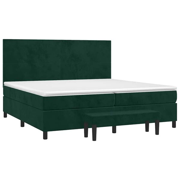vidaXL Sommier &agrave; lattes de lit et matelas Vert fonc&eacute; 200x200cm Velours