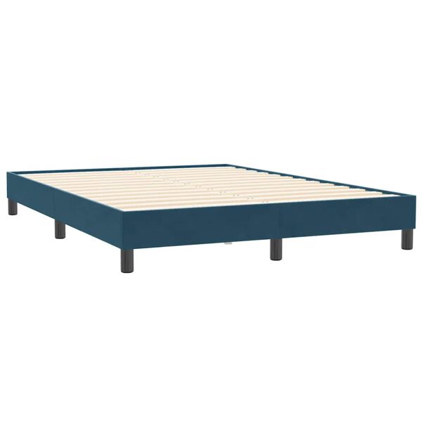 vidaXL Cadre de lit sans matelas bleu fonc&eacute; 140x210 cm velours