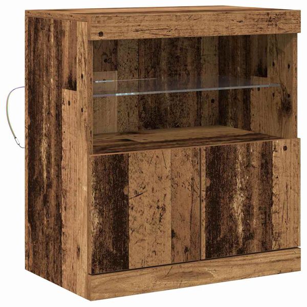 vidaXL Buffet LED Marron 60,5 x 37 x 67 cm Bois d'ing&eacute;nierie