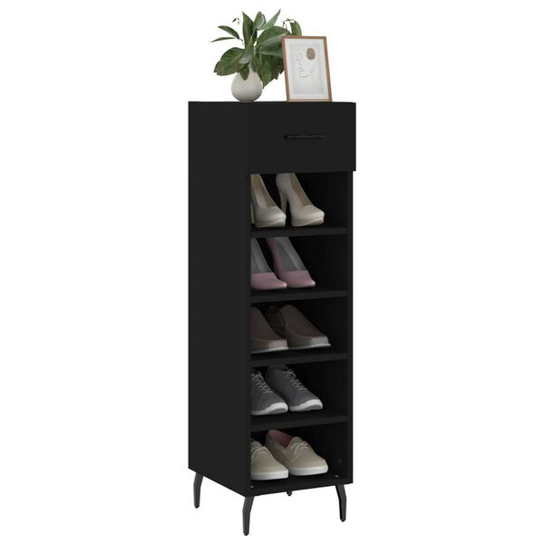 vidaXL Armoire &agrave; chaussures noir 30x35x105 cm bois d'ing&eacute;nierie