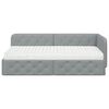 vidaXL Cadre de lit d'angle avec matelas Gris clair 100 x 200 cm tissu